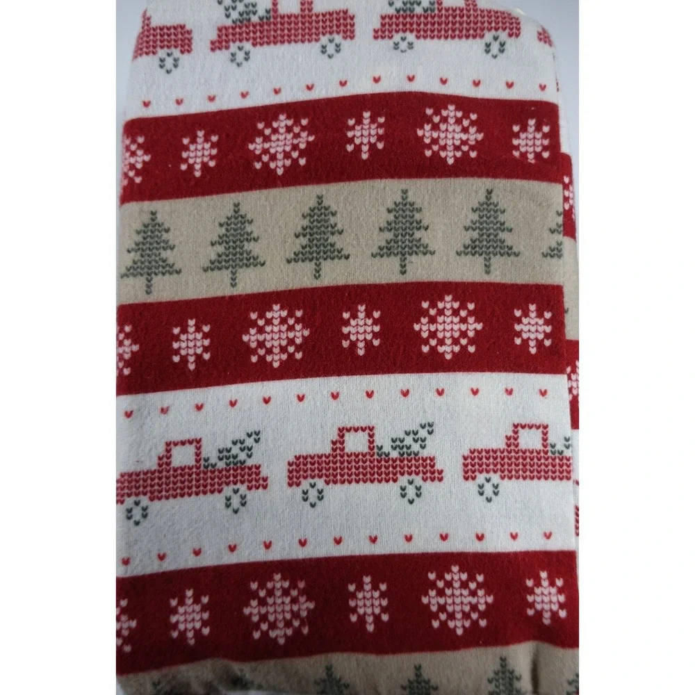 Cuddl Duds Full Sheet Set Heavyweight Flannel Truck Fairisle Red White New